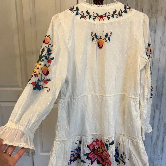 FARM Rio - Macaw Cross Stitch Embroidered Mini Dress - XS - Picture 4 of 16